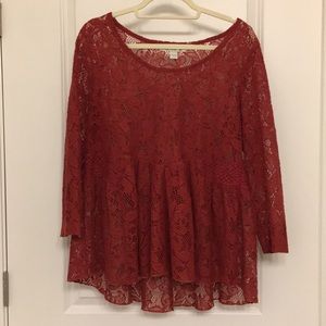 Vintage America Lace 3/4 Sleeve Shell - Size XL